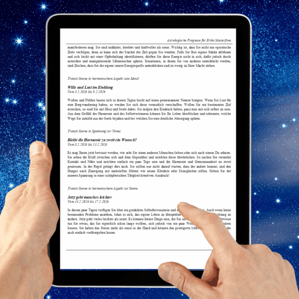 Persönliches Jahreshoroskop auf einem Tablet