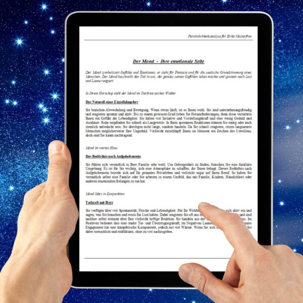 Persönliches Horoskop auf einem Tablet